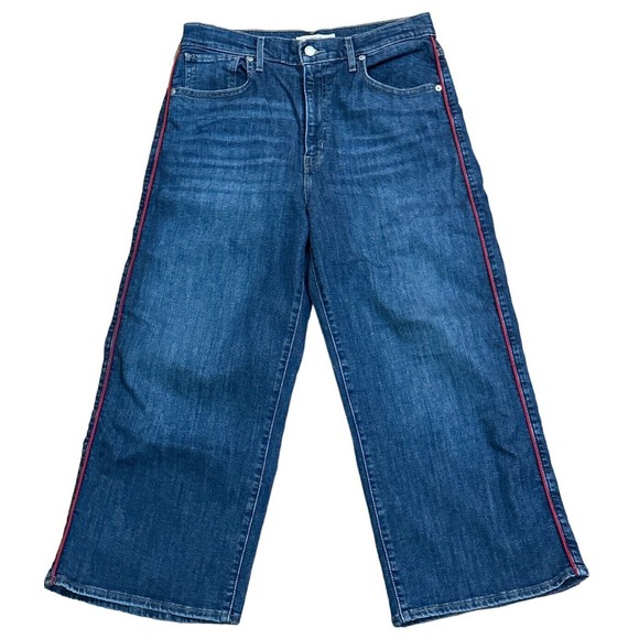 Levi's Women’s Mile High Cropped  Wide Leg Red‎ Side Stripe Sz 31 EUC - Picture 6 of 6